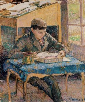 Camille Pissarro : Portrait of Rodo Pissarro Reading, the Artist's Son